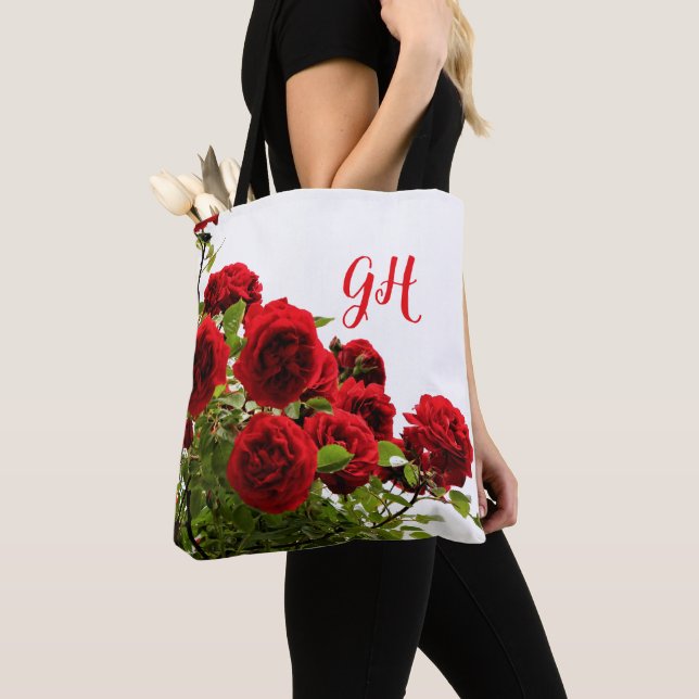 Elegante Rote Rose Bouquet Monogram (Von Nahem)