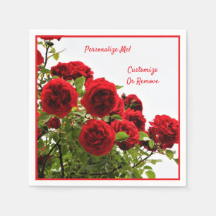 Elegante Rote Rose Bouquet Romantisches Personalis Serviette