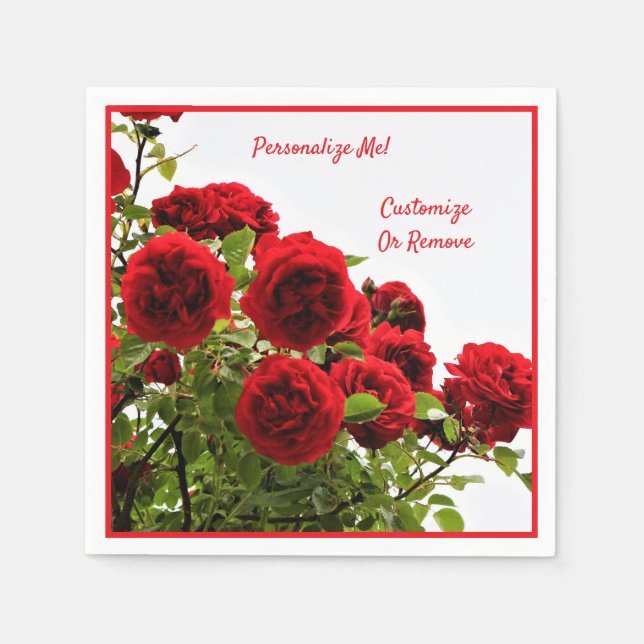 Elegante Rote Rose Bouquet Romantisches Personalis Serviette (Vorderseite)