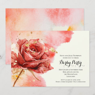 Elegante Rote Rose Derby Party Einladung