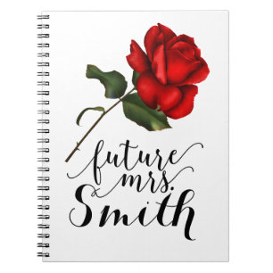 Elegante rote Rose Eleganter Glamour Floral Zukunf Notizblock