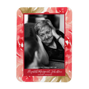 Elegante Rote Rose floral in Love Memory Beerdigun Magnet