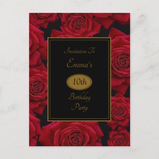 Elegante Rote Rose Geburtstagsparty Einladung