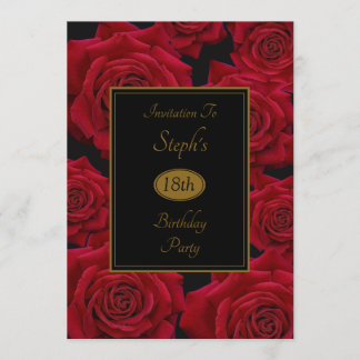 Elegante Rote Rose Geburtstagsparty Einladung