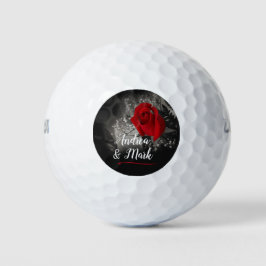 Elegante Rote Rose Gipskraut Soft Black Golfball