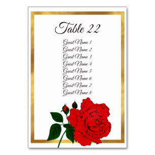 Elegante Rote Rose Gold Frame Wedding Card Tischnummer