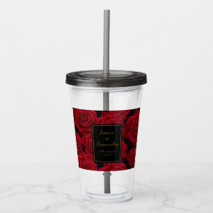 Elegante Rote Rose - Hochzeit Acryltrinkbecher