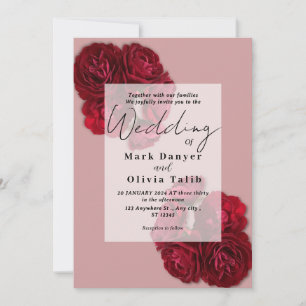Elegante Rote Rose Hochzeit Einladung - Romantisch