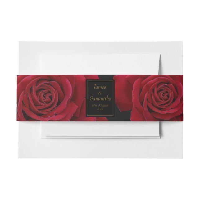 Elegante Rote Rose - Hochzeit Einladungsbanderole (Vorderseite Beispiel)