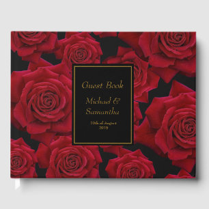 Elegante Rote Rose - Hochzeit Gästebuch