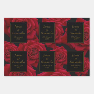 Elegante Rote Rose - Hochzeit Geschenkpapier Set