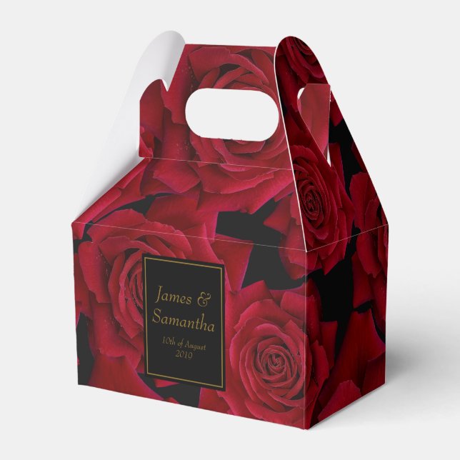Elegante Rote Rose - Hochzeit Geschenkschachtel (Vorderseite)