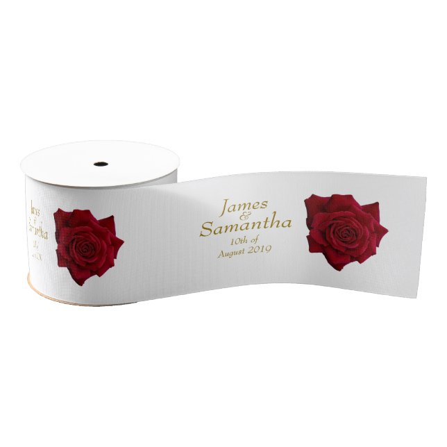 Elegante Rote Rose - Hochzeit Ripsband (Spule)