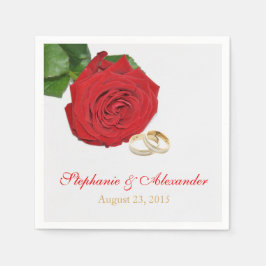Elegante Rote Rose Hochzeitspapier Napkins Serviette