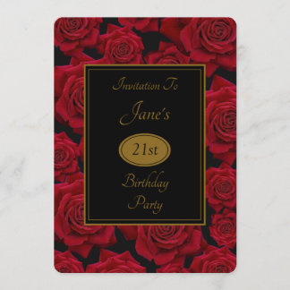 Elegante Rote Rose jedes Alters Geburtstagsparty E Einladung