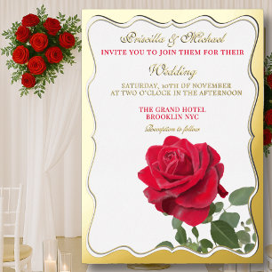 Elegante Rote Rose & Locarno Folieneinladung