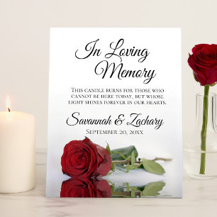 Elegante Rote Rose Love Memory Wedding Memorial Sockelschild