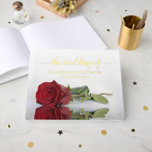 Elegante Rote Rose Medium Wedding Foil Gästebuch