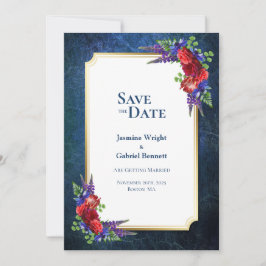 Elegante Rote Rose mit Goldbrasse-Hochzeit Save The Date