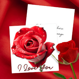 Elegante rote Rose mit "Ich liebe dich"-Schriftzug Karte