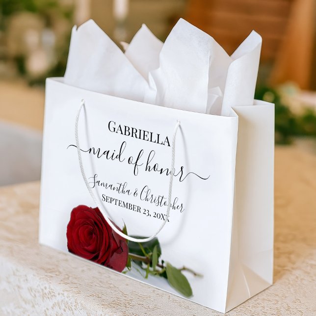 Elegante Rote Rose Posh & Glam Trauzeugin Hochzeit Große Geschenktüte (Von Creator hochgeladen)