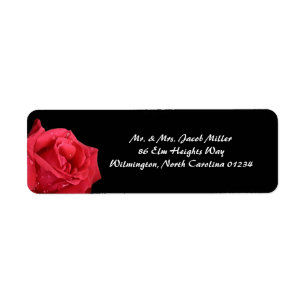 Elegante Rote Rose Rücksendeadressen-Aufkleber