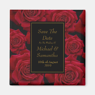 Elegante Rote Rose - Save the Date Wedding Magnet