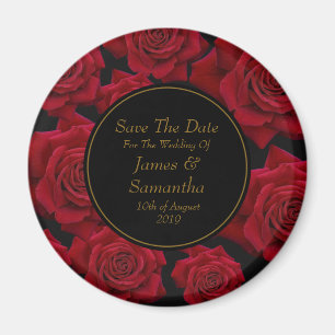 Elegante Rote Rose - Save the Date Wedding Magnet