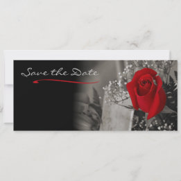 Elegante Rote Rose Schwarz und Weiß Save the Date