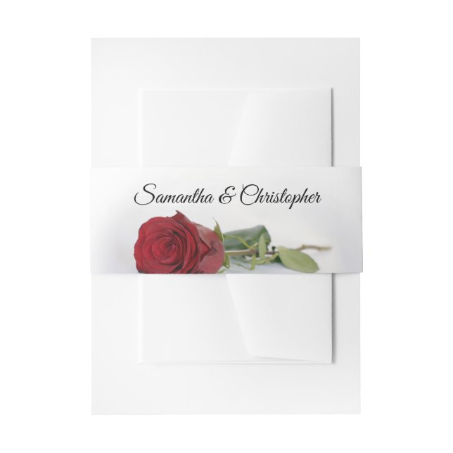 Elegante Rote Rose Simple Glam Wedding Einladungsbanderole (Vorderseite Beispiel)