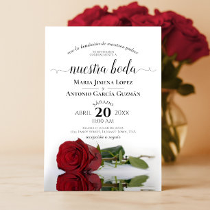 Elegante Rote Rose Spanisch Nuestra Boda Wedding Einladung