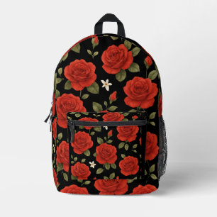 Elegante rote Rose und weiße Jasmin-Wasserfarben-B Bedruckter Rucksack