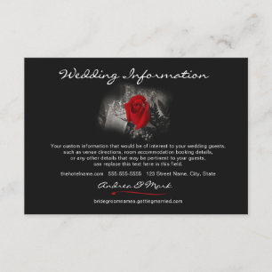 Elegante Rote Rose Wedding Info-Abschlusskarte Begleitkarte