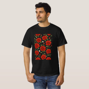 Elegante Rote Rose & White Jasmine T-Shirt