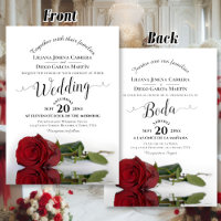 Elegante Rote Rose Zweisprachiges Spanisch Hochzei