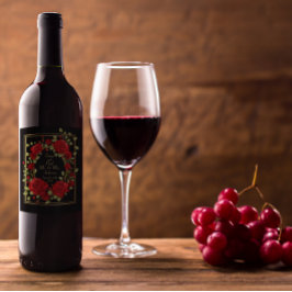 Elegante Rote Rosen anpassen Gold Gerahmt Black Weinetikett