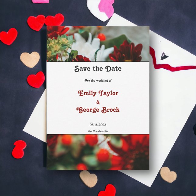 Elegante rote Rosen blühen Blume blumenreiche Hoch Save The Date (Von Creator hochgeladen)