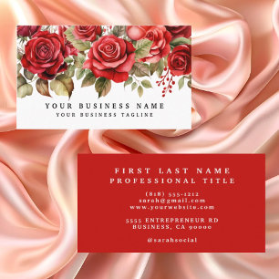 Elegante rote Rosen Blumen Floral Visitenkarte