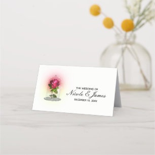 Elegante rote Rosen Blumen Hochzeit Tischnummer Platzkarte