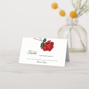 Elegante rote Rosen-Blumen-Hochzeitstisch-Nummer Platzkarte