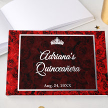 Elegante rote Rosen-Blumen-Quinceanera Silber
