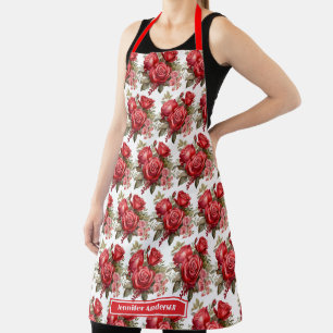 Elegante rote Rosen Blumen Schürze
