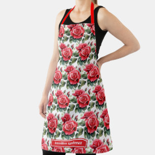 Elegante rote Rosen Blumen Schürze