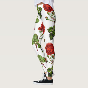 Elegante Rote Rosen Blumenmuster Blume Leggings
