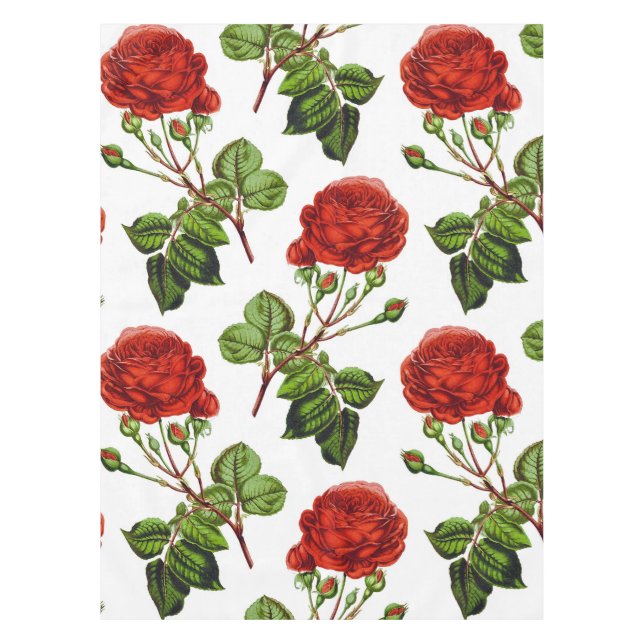 Elegante Rote Rosen Blumenmuster Blume| Tischdecke (Vorderseite)
