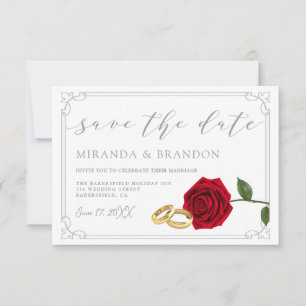 Elegante Rote Rosen, die die Datumskarte speichern Save The Date