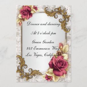 Elegante Rote Rosen Empfang Card Einladung