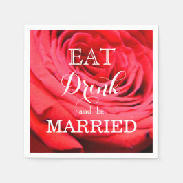 Elegante rote Rosen Florenz trinken und Verheirate Serviette