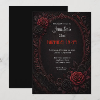Elegante rote Rosen Geburtstagseinladung Einladung