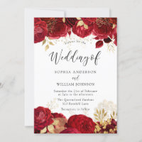 Elegante Rote Rosen Goldblatt Hochzeit